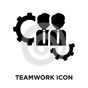 Teamwork iconÃÂ  vector isolated on white background, logo concept of TeamworkÃÂ  sign on transparent background, black filled photo
